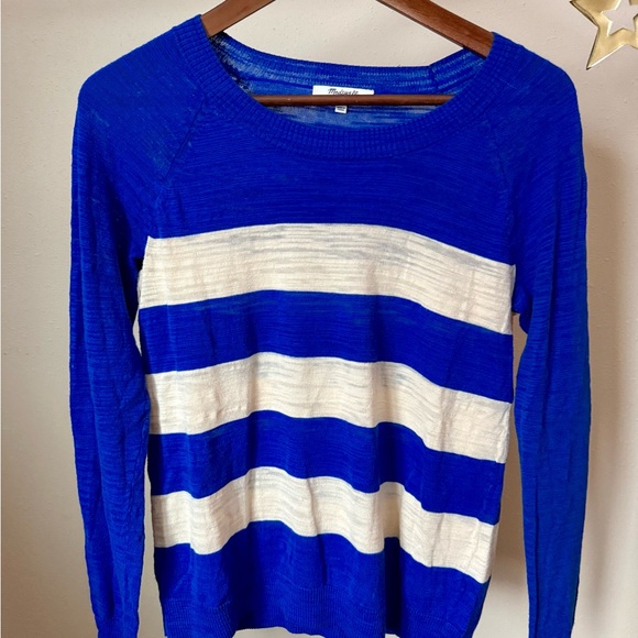 Madewell Sweaters - Madewell Blue Cream Striped Sweater S Coastal Stripe Knit